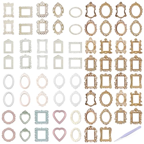 70 Stück Spitze Rahmen Scrapbook, Hohle Geprägt Foto Rahmen mit Pinzette, Mini Fotorahmen Scrapbooking Hohle Rahmen Scrapbook Papier Vintage Scrapbook Zubehör für DIY Scrapbooking von YiiHHooN